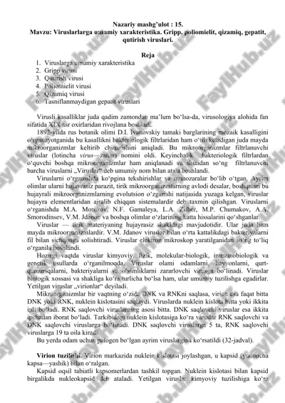 viruslarga umumiy xarakteristika — DOC