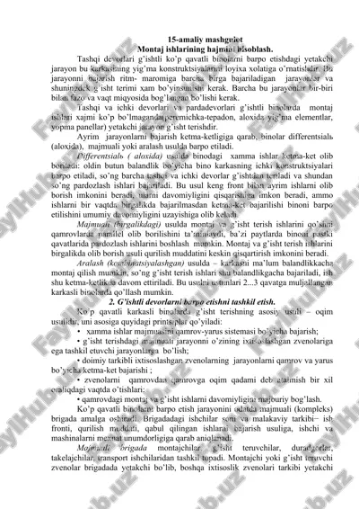 montaj ishlarining hajmini hisoblash — DOC