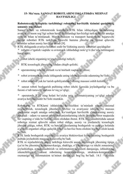sanoat robotlarining mehnat havfsizligi — DOC