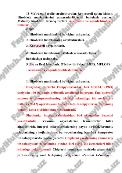 hisoblash tizimlari va arxitekturalari — DOC
