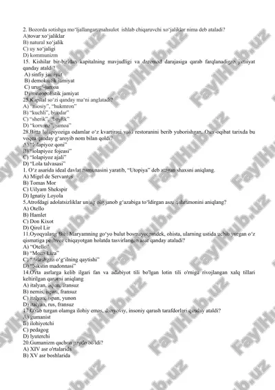 9-sinf jahon tarixi(2024) nazorat — DOCX