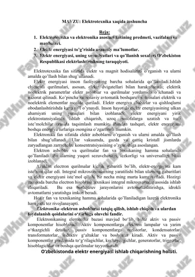 elektrotexnika va elektronika asoslari — DOC
