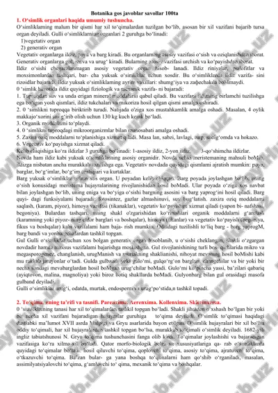 botanika gos javoblar savollar 100ta — DOC