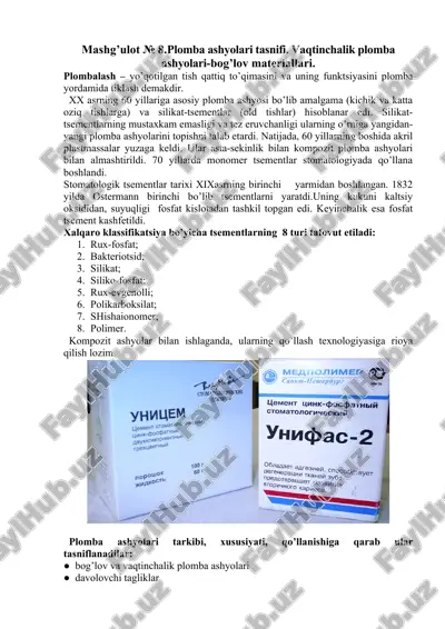 plomba ashyolari tasnifi — DOC