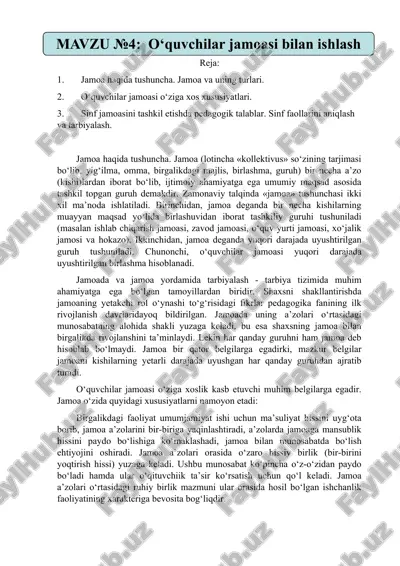 o‘quvchilar jamoasi bilan ishlash — DOC