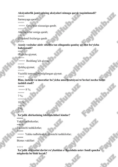 aksiyadorlik jamiyatining aksiyalari taqsimlanishi — DOC