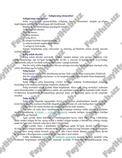 soliqlarning elementlari — DOC