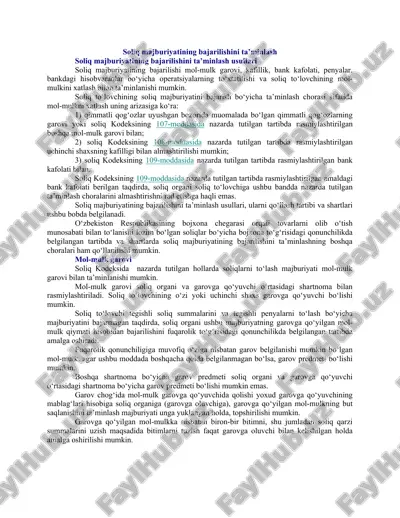 soliq majburiyatining bajarilishini ta’minlash — DOC