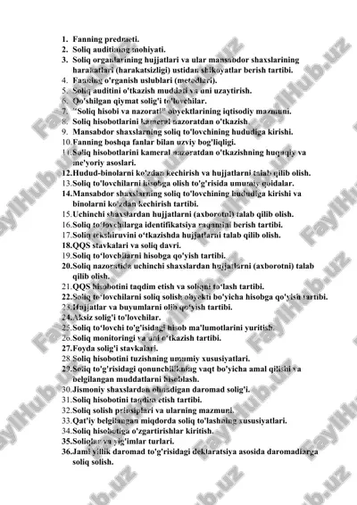 soliq auditining mohiyati — DOC