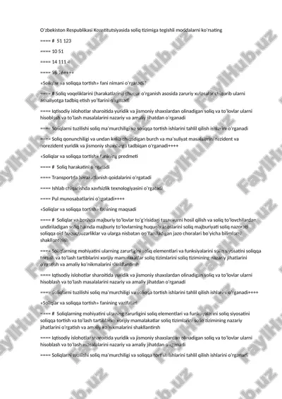 soliqlar va soliqqa tortish — DOC