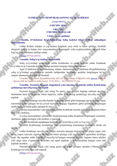 o‘zbekiston respublikasining soliq kodeksi — DOC