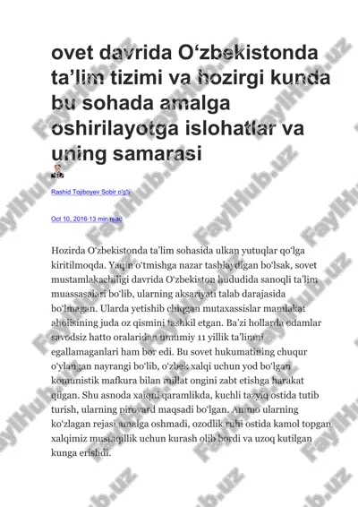 o'zbekistonda ta'lim tizimi — DOC