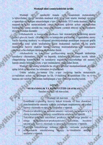 mustaqil ishni rasmiylashtirish tartibi — PDF