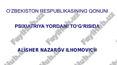o‘zbekiston respublikasining qonuni psixiatriya yordami to‘g‘risida — PDF