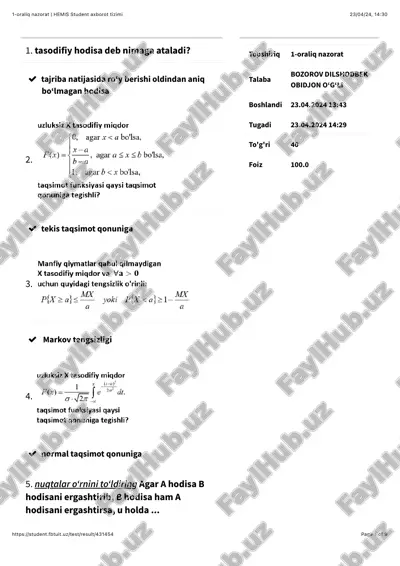 hemis student axborot tizimi — PDF