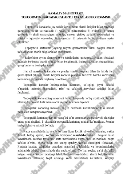 topografik kartalar va shartli belgilar — PDF