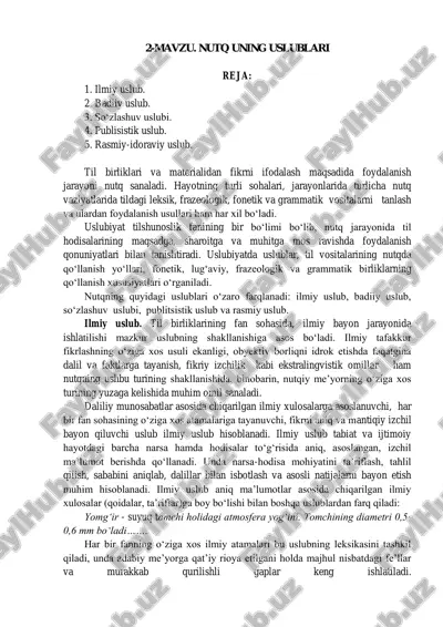 nutqning uslublari — PDF
