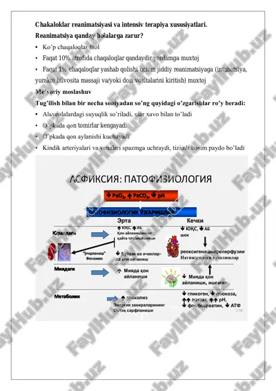 chakaloklar reanimatsiyasi va intensiv terapiya xususiyatlari — PDF