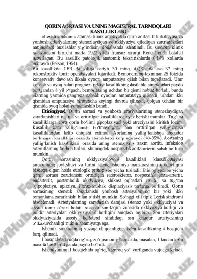 qorin aortasi va uning magistral tarmoqlari kasalliklari — PDF
