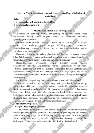 yuridik maslahat va muzokaralarni muvaffaqiyatli olib borish metodikasi — DOC