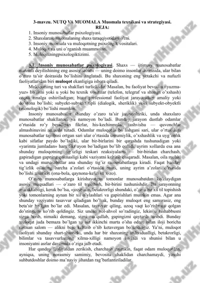 muloqot va uni o’rganish muammolari — DOC