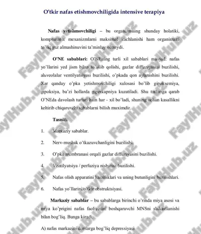 o'tkir nafas etishmovchiligida intensive terapiya — PDF