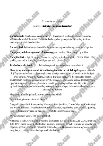 isiriqdan foydalanish usullari — PDF