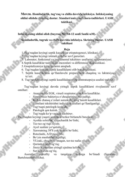 infeksiyaning oldini olishda skrining dastur — PDF