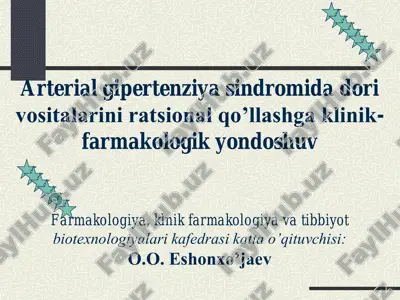 arterial gipertenziya sindromida dori vositalarini ratsional qo’llashga klinik-farmakologik yondoshuv — PDF