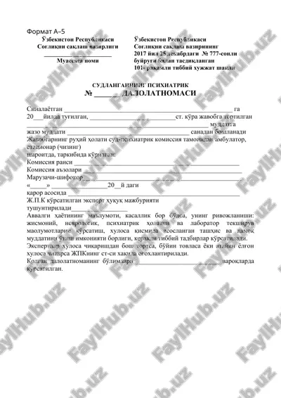 sudlannganning psixiatrik dalolatnomasi — DOC