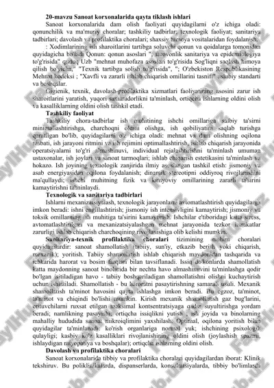 sanoat korxonalarida qayta tiklash ishlari — DOCX