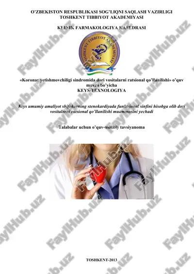 "koronar yetishmovchiligi sindromida dori vositalarni ratsional qo’llanilishi" — DOC