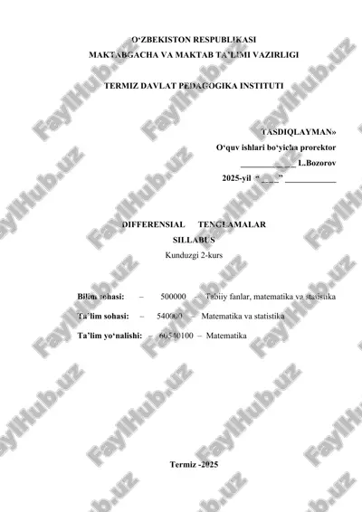 differensial tenglamalar sillabus — DOCX