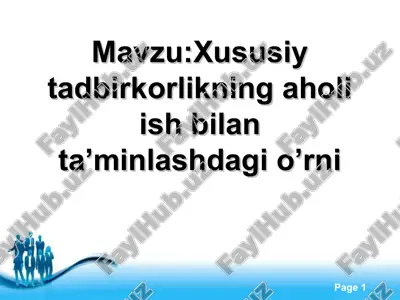 kichik biznes va xususiy tadbirkorlik — PPT