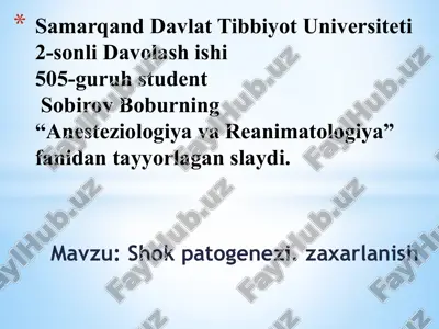 shok patogenezi.zaxarlanish — PPTX