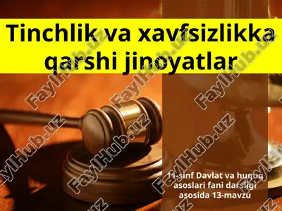 tinchlik va xavfsizlikga qarshi jinoyatlar — PPTX