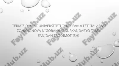 zohiddinova nigoraning surxandaryo tarixi fanidan taqdimot ishi — PPTX