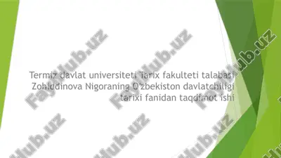 oʻzbekiston davlatchiligi tarixi fanidan taqdimot ishi — PPTX