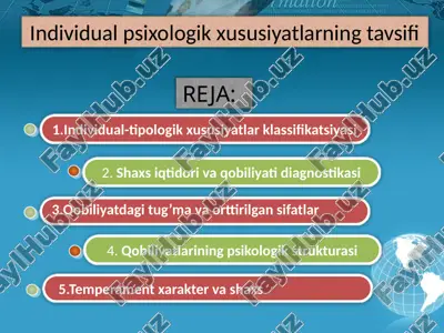 individual psixologik xususiyatlarning tavsifi — PPTX