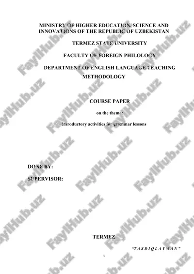 introductory activities for grammar lessons — DOCX