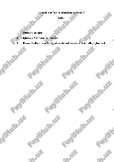 ijtimoiy xavflar va ularning oqibatlari — DOCX