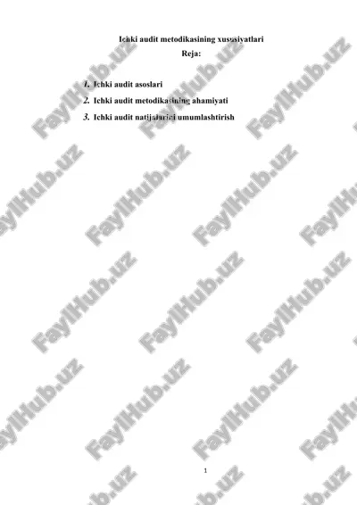 ichki audit metodikasining xususiyatlari — DOC