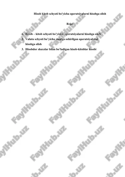 hisob kitob schyoti bo'yicha operatsiyalarni hisobga olish — DOC
