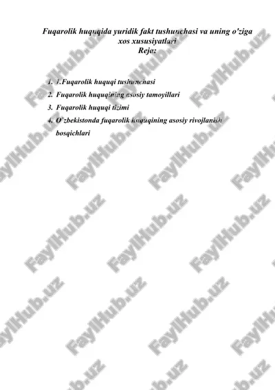 fuqarolik huquqida yuridik fakt tushunchasi va uning o'ziga xos xususiyatlari — DOC