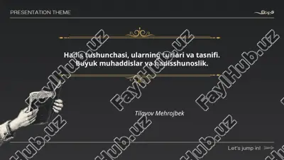 hadis tushunchasi, ularning turlari va tasnifi. buyuk muhaddislar va hadisshunoslik. — PPTX
