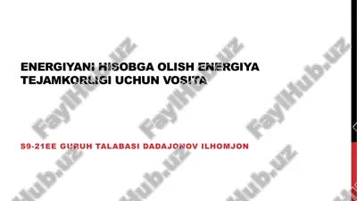 energiyani hisobga olish va energiya tejamkorligi — PDF