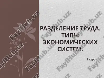 razdelenie truda. tipi ekonomicheskix sistem. — PPTX