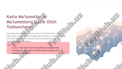 katta ma'lumotlar va ma'lumotlarni qazib olish tushunchalari — PPTX