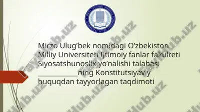 o‘zbekiston respublikasi vazirlar mahkamasi va bosh vazirining huquqiy maqomi — PPTX