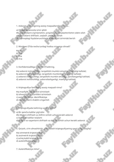 kriptografiya va axborot xavfsizligi — DOCX
